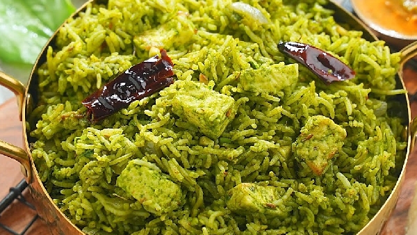 Transform Leftover Rice Make Mouth Watering Palak Paneer Rice Recipe in Telugu