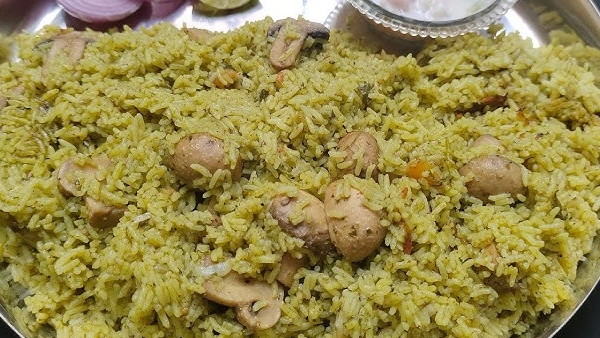 Karnataka special mushroom donne biryani recipe at home in telugu Karnataka special mushroom donne biryani recipe at home in telugu