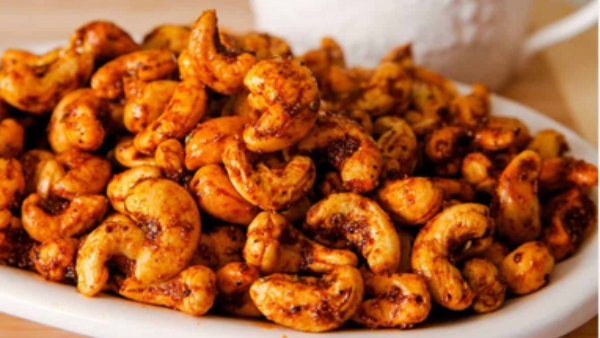 Make Crunchy Masala Cashews at Home in 10 Minutes Recipe in Telugu