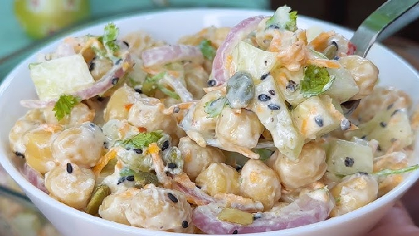 Oil Free Protein Packed Breakfast Chickpea Salad Recipe Ready in under 10 Minutes