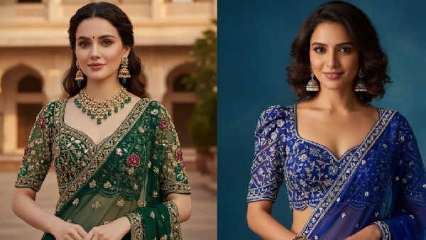 Plain Saree to Party Queen 5 Heavy Blouse Designs to Give Your Simple Saree a Grand Look Plain Saree to Party Queen 5 Heavy Blouse Designs to Give Your Simple Saree a Grand Look