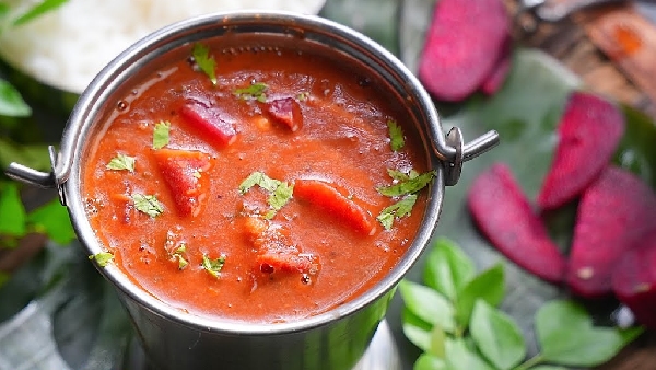 Amrutham on a Plate Step by Step Guide to Make Authentic Beetroot Sambar Recipe in Telugu
