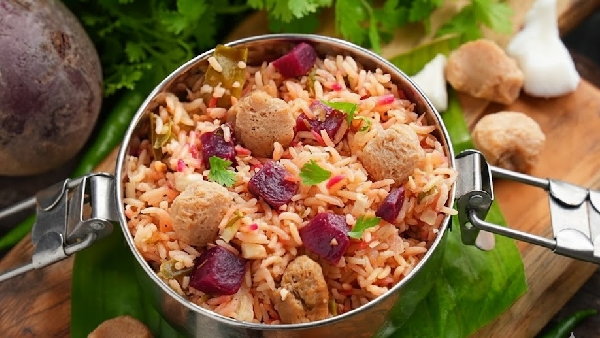The Ultimate Healthy Lunchbox Beetroot Soya Rice Recipe in Telugu