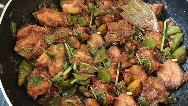 The Ultimate Side Dish for Roti and Chapati Spicy Chicken Capsicum Fry Recipe in Telugu