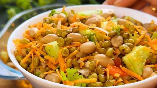 Power Packed Breakfast Moong Dal Protein Salad With Zero Oil Recipe in Telugu