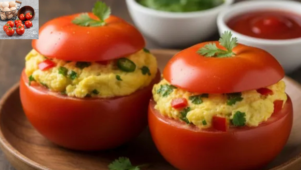 Healthy and Delicious Tomato Cup Omelet Recipe in Telugu