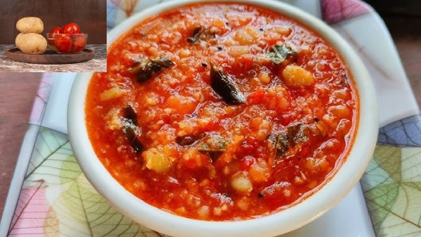 Creamy Smoky and Spicy The Unique Potato Tomato Chutney Recipe in Telugu Creamy Smoky and Spicy The Unique Potato Tomato Chutney Recipe in Telugu