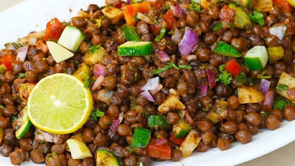 High Protein Black Chana Chaat Recipe in Telugu