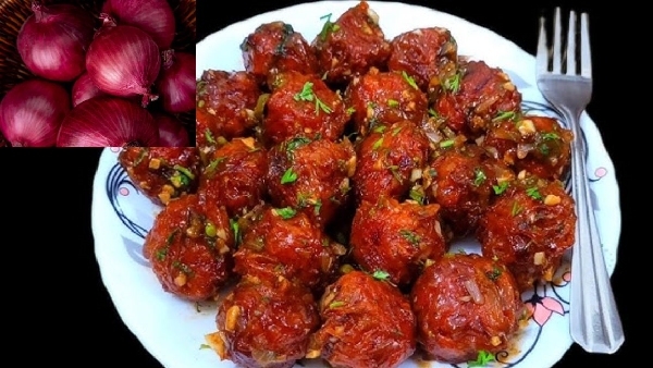 No Gobi No Cabbage Make Delicious Manchurian with Just Onions Spicy and Crunchy Recipe in Telugu