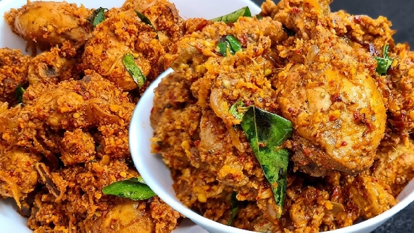 Sunday Special Authentic Mangalorean Chicken Sukka Recipe in Telugu Perfect Match for Neer Dosa Rice