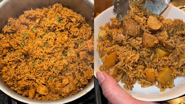 Bored of Biryani Try this MouthWatering Aloo Chicken Rice This Sunday Recipe in Telugu