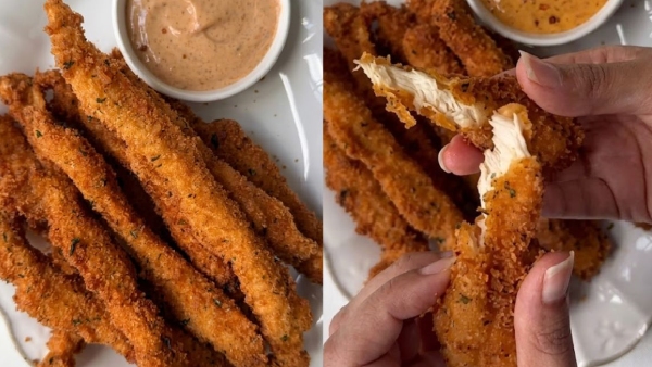 Restaurant Style Crispy Chicken Fries with Homemade Dipping Sauce Recipe in Telugu