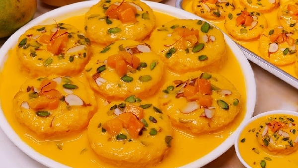 Summer Special Dessert How to Make Royal Shahi Mango Rasmalai at Home Recipe in Telugu