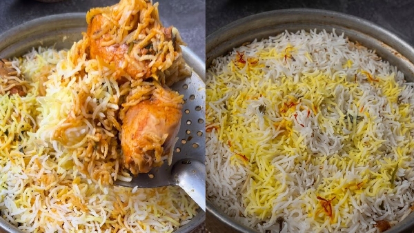 Hyderabad shah ghouse style chiken dum biryani recipe in telugu juicy chicken fluffy Rice at home Hyderabad shah ghouse style chiken dum biryani recipe in telugu juicy chicken fluffy Rice at home