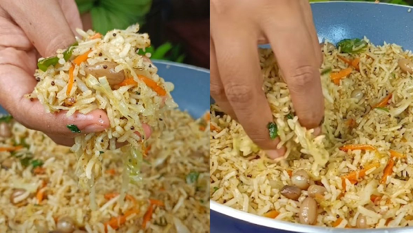 Cabbage Peanut Rice Healthy Tasty Protein Packed Lunch Recipe in Telugu