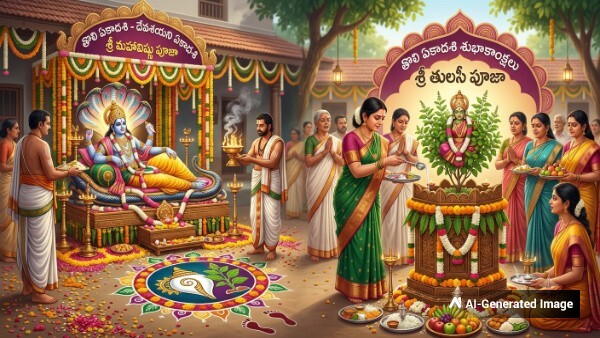 Tulasi puja significance and importance on tholi ekadashi follow these rituals Tulasi puja significance and importance on tholi ekadashi follow these rituals