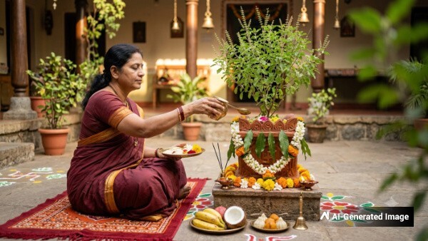 Tulasi puja significance and importance on tholi ekadashi follow these rituals Tulasi puja significance and importance on tholi ekadashi follow these rituals