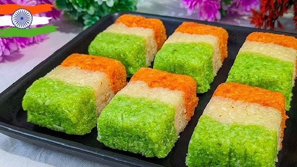 Independence Day Special Coconut Burfi Quick and Easy Tiranga Coconut Barfi Recipe for August 15th Independence Day Special Coconut Burfi Quick and Easy Tiranga Coconut Barfi Recipe for August 15th