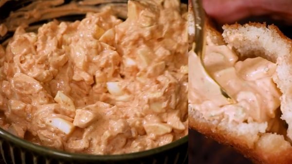 Egg salad sandwich with Mayonnaise sauce spicy flavor for evening snacks Egg salad sandwich with Mayonnaise sauce spicy flavor for evening snacks