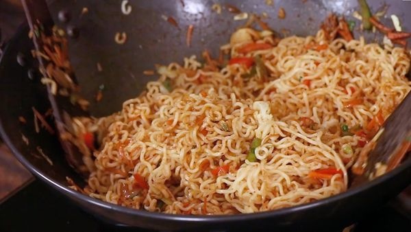 Street style masala noodles for evening snacks healthy way at home