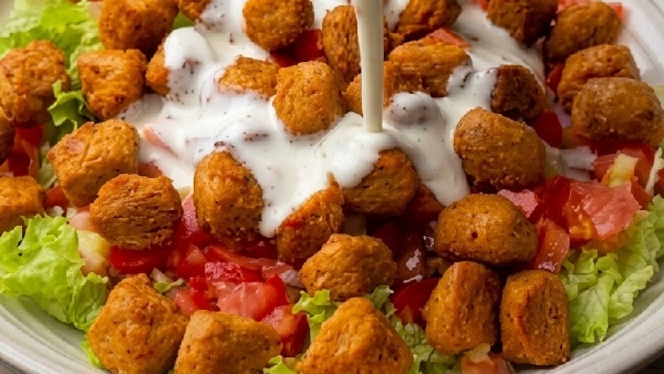 High Protein Salad Recipe How to Make Soya Chunk Salad With Creamy Makhana Yogurt Dressing High Protein Salad Recipe How to Make Soya Chunk Salad With Creamy Makhana Yogurt Dressing