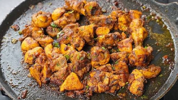 Spicy Juicy and Quick Restaurant Style Tawa Chicken Fry Recipe in Telugu