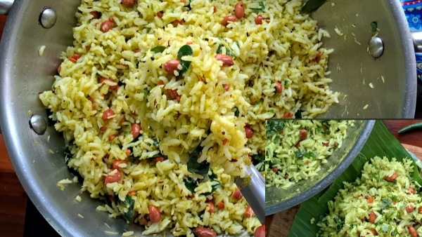 Karnataka Special Pulihora with Raw Coconut Masala for perfect breakfast