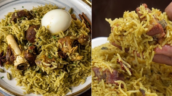 Hariyali Mutton Biryani Recipe Ingredients and Easy Preparation Method in Telugu