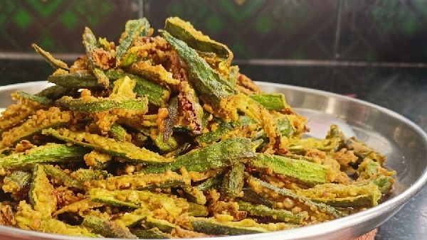 Best Side Dish for Dal Rice Quick and Crispy Bendakaya Bhujia Recipe in Telugu Best Side Dish for Dal Rice Quick and Crispy Bendakaya Bhujia Recipe in Telugu