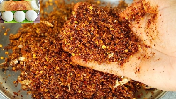 Healthy Easy Traditional Village Style Nalla Karam Podi Recipe for Idli Dosa and Rice
