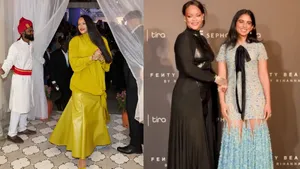 Rihanna Brings Indian Twist Wearing Haathphool At Fenty Night In Mumbai Isha Ambani Stuns In Dior