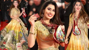 Cannes 2026 Artist Aarti Khetarpal Brings Vrindavan To The Red Carpet With Bhagavad Gita In Hand