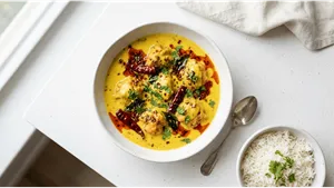 Lunch Kadhi Pakora Recipe Punjabi Home Style Curry 011