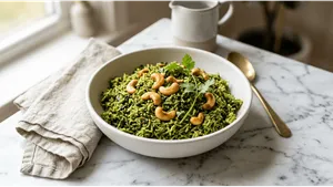 Dinner Palak Rice Recipe Iron Rich Healthy Meal 011