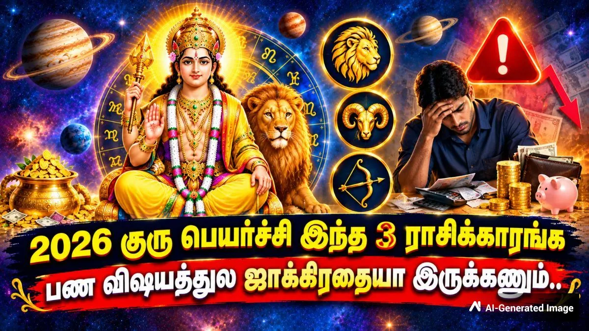 வரப்போகும் குரு பெயர்ச்சிக்கு பின் இந்த 3 ராசிக்காரங்க பண விஷயத்துல ஜாக்கிரதையா இருக்கணும்..