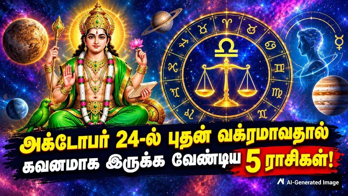 அக்டோபர் 24-ல் வக்ரமடையும் புதன்: இந்த 5 ராசிக்காரங்க பேச்சால் பல பிரச்சனைகளை சந்திப்பாங்க.. உஷார்..