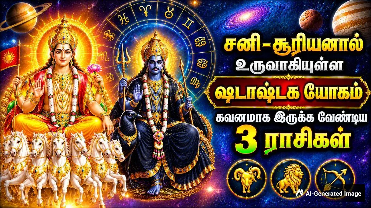 சனி-சூரியனால் உருவாகியுள்ள ஷடாஷ்டக யோகம்: இந்த 3 ராசிக்காங்க கவனமாக இருக்கணும்!