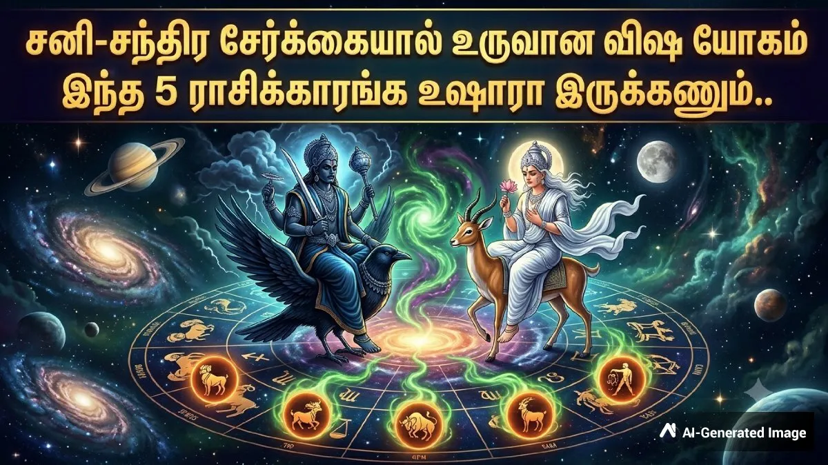 சனி-சந்திர சேர்க்கை உருவாக்கிய விஷ யோகம்: அடுத்த 2 நாள் இந்த 5 ராசிக்காரங்க ஜாக்கிரதையா இருக்கணும்..!